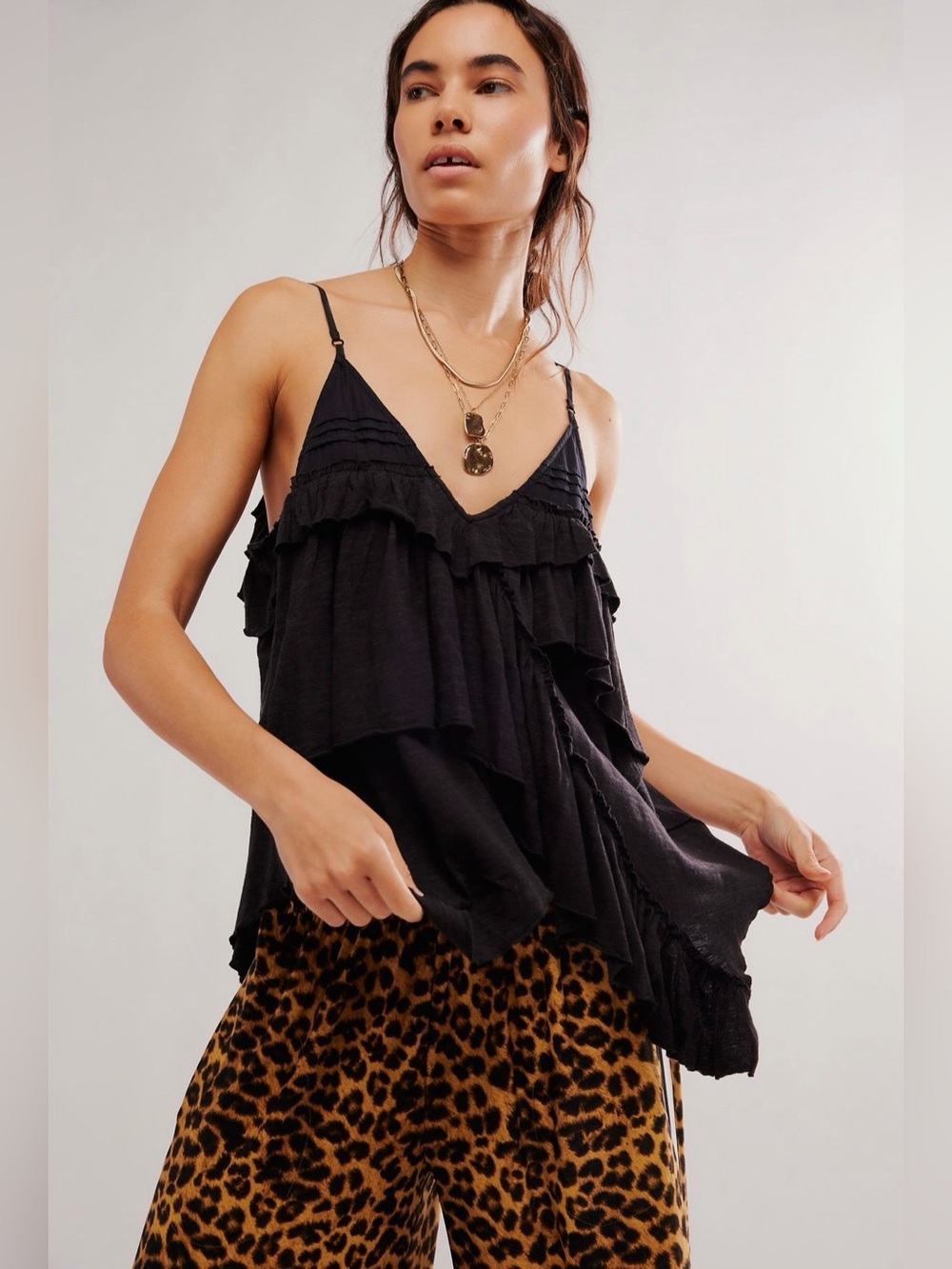 Free People Rocking Romance Tank Top in Black size Small